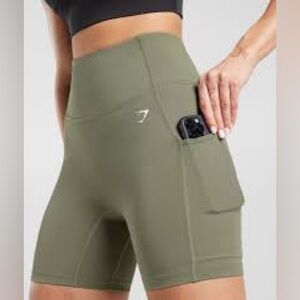 Gymshark Dusty Olive Women's Pocket Athletic Shorts Size XS